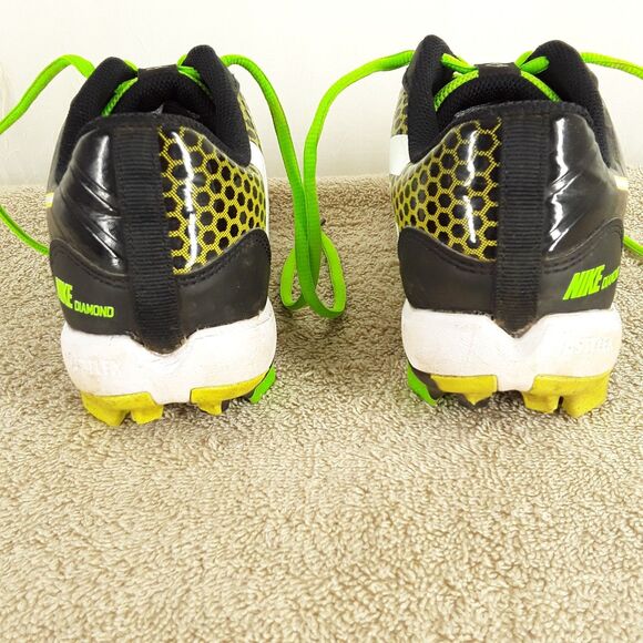 NIKE Baseball Cleats Youth size 6Y, Alpha Huarache Kids Shoes black yellow green - Picture 9 of 11